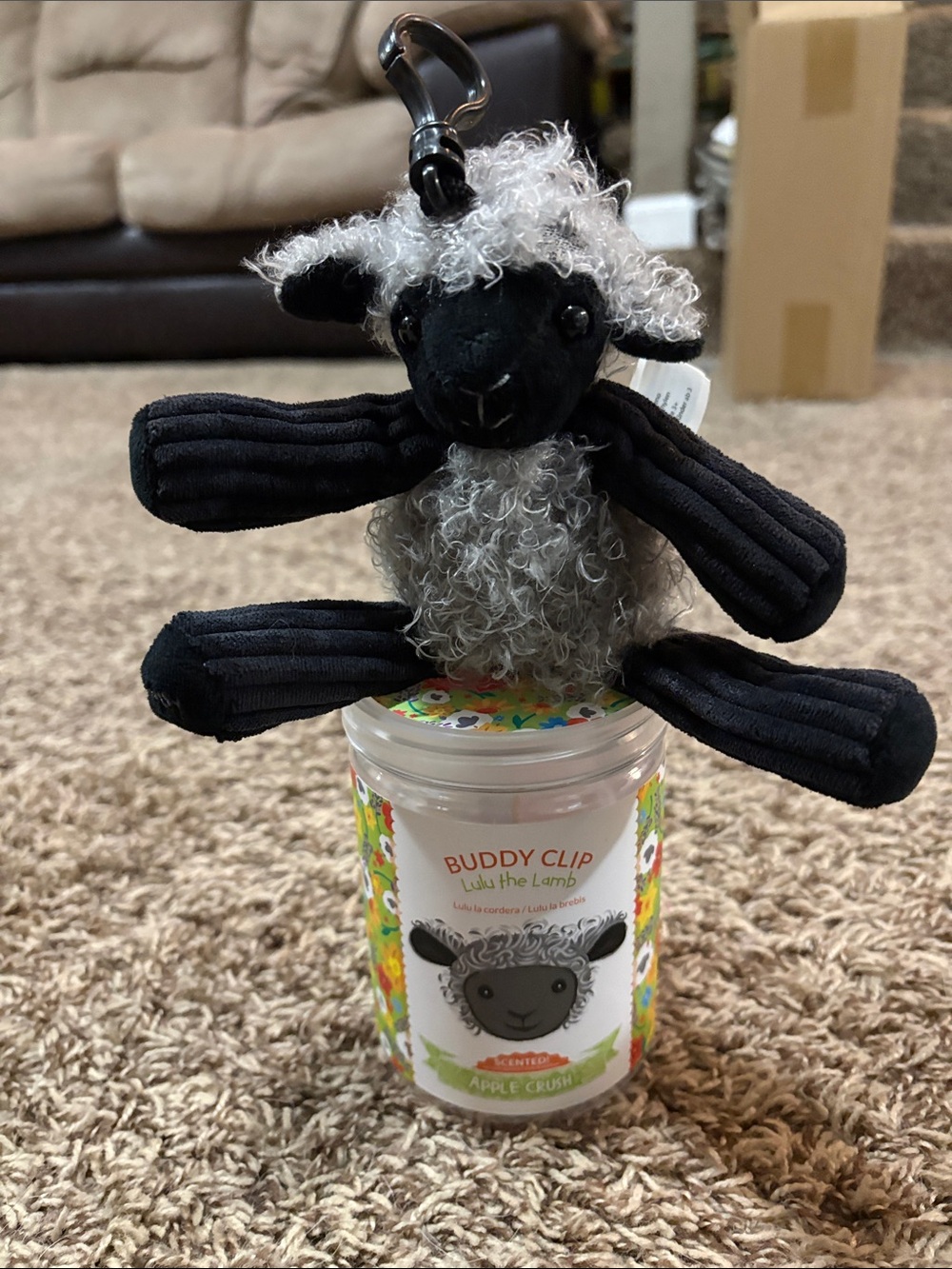 Plush Black & Gray Lamb Buddy Clip - Scented Accessory